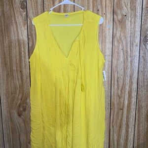 Bright Yellow Sleeveless V-Neck Tunic Dress